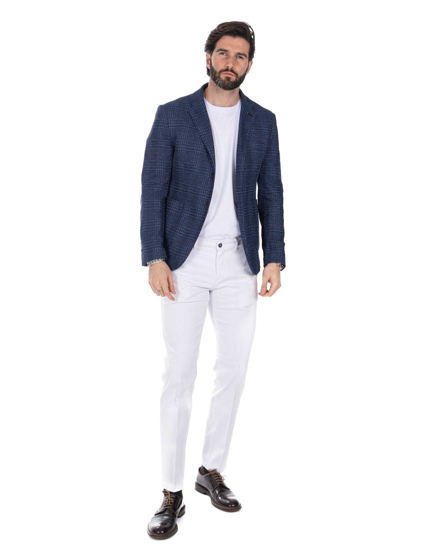 Abbigliamento SAVEONE Blazer E Giacche | Alliste - Giacca Monopetto Quadro Jeans