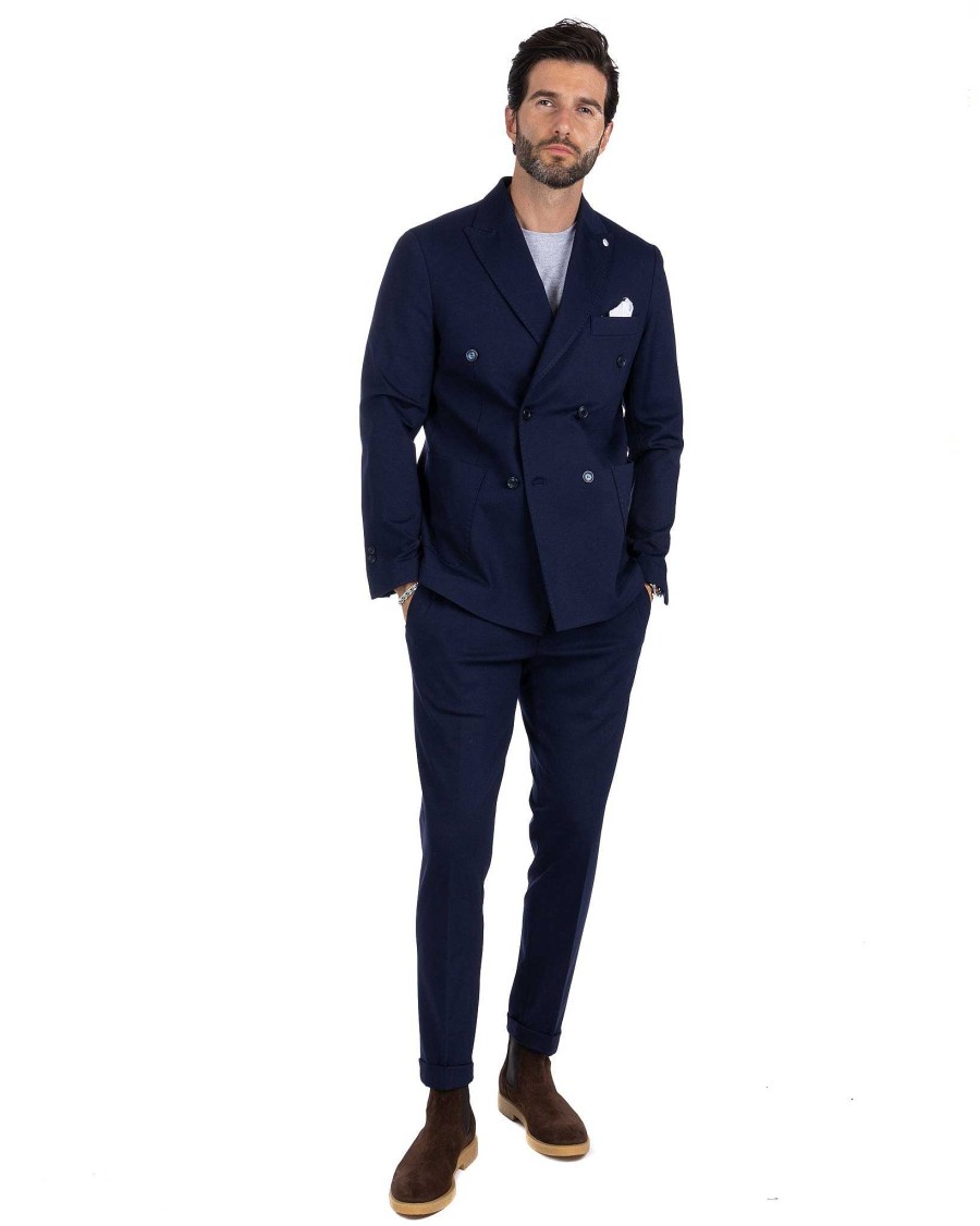 Abbigliamento SAVEONE Blazer E Giacche | Mustang - Giacca Doppiopetto Punto Milano Blu