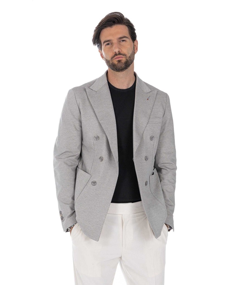 Abbigliamento SAVEONE Blazer E Giacche | Ostuni - Giacca Doppiopetto Grigio