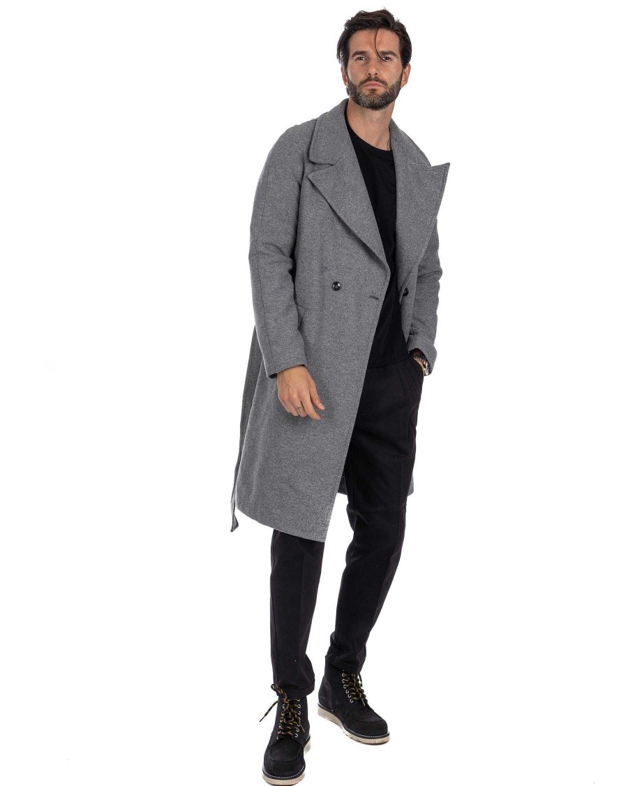 Abbigliamento SAVEONE Cappotti E Giubbotti | Claude - Cappotto Vestaglia Grigio Chiaro