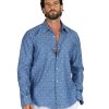 Abbigliamento SAVEONE Camicie | Salina - Camicia Classica Denim Con Ricami Bianchi In Lino