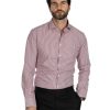 Abbigliamento SAVEONE Camicie | Camicia - Slim Fit Riga Stretta Bordeaux