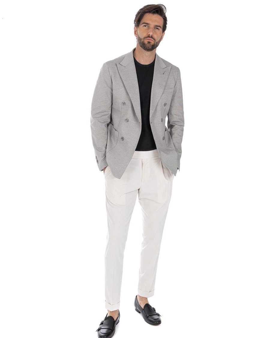 Abbigliamento SAVEONE Blazer E Giacche | Ostuni - Giacca Doppiopetto Grigio