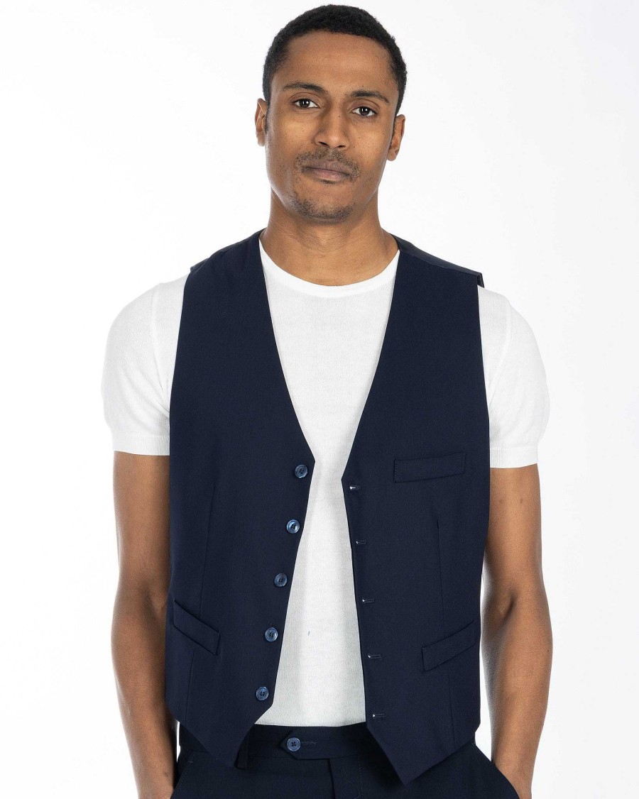 Abbigliamento SAVEONE Gilet | Dresda - Gilet Monopetto Blu Scuro