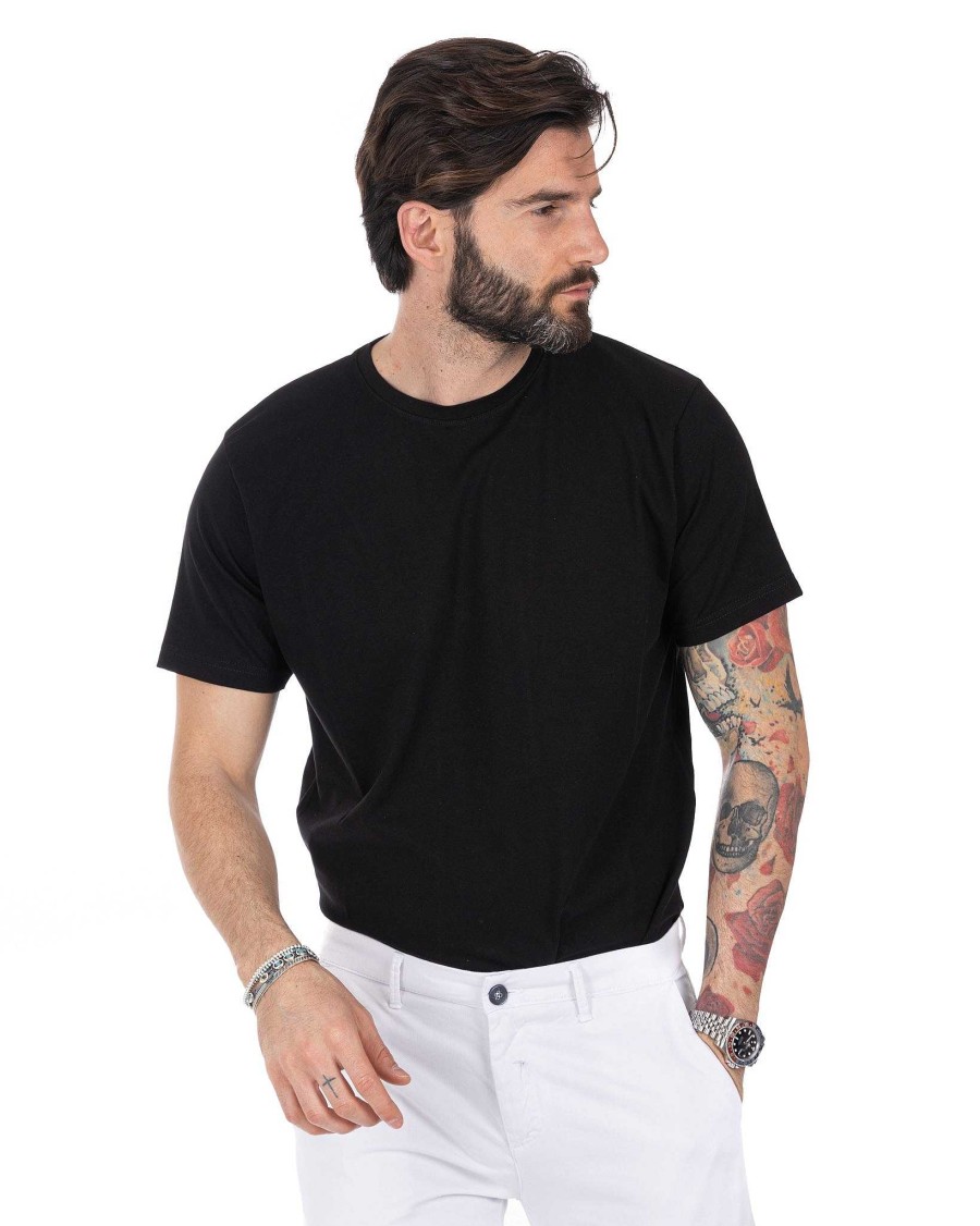 Abbigliamento SAVEONE T-Shirts | Harry - T-Shirt Nera In Cotone Stretch