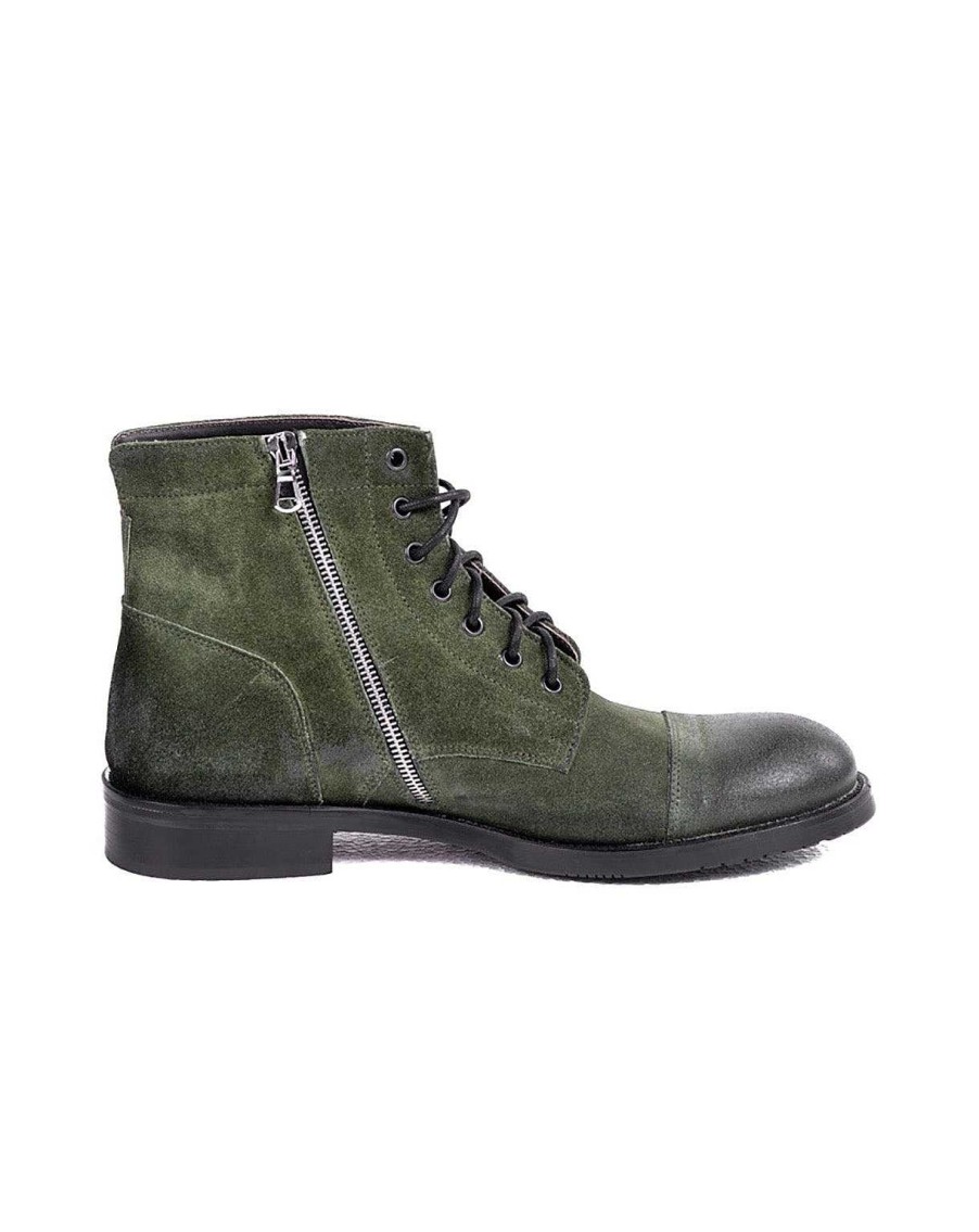 Scarpe SAVEONE | Davy - Stivaletto Con Cerniera In Camoscio Verde