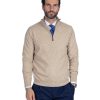 Abbigliamento SAVEONE Maglioni | Rory - Maglione Beige Con Zip In Misto Cachemire