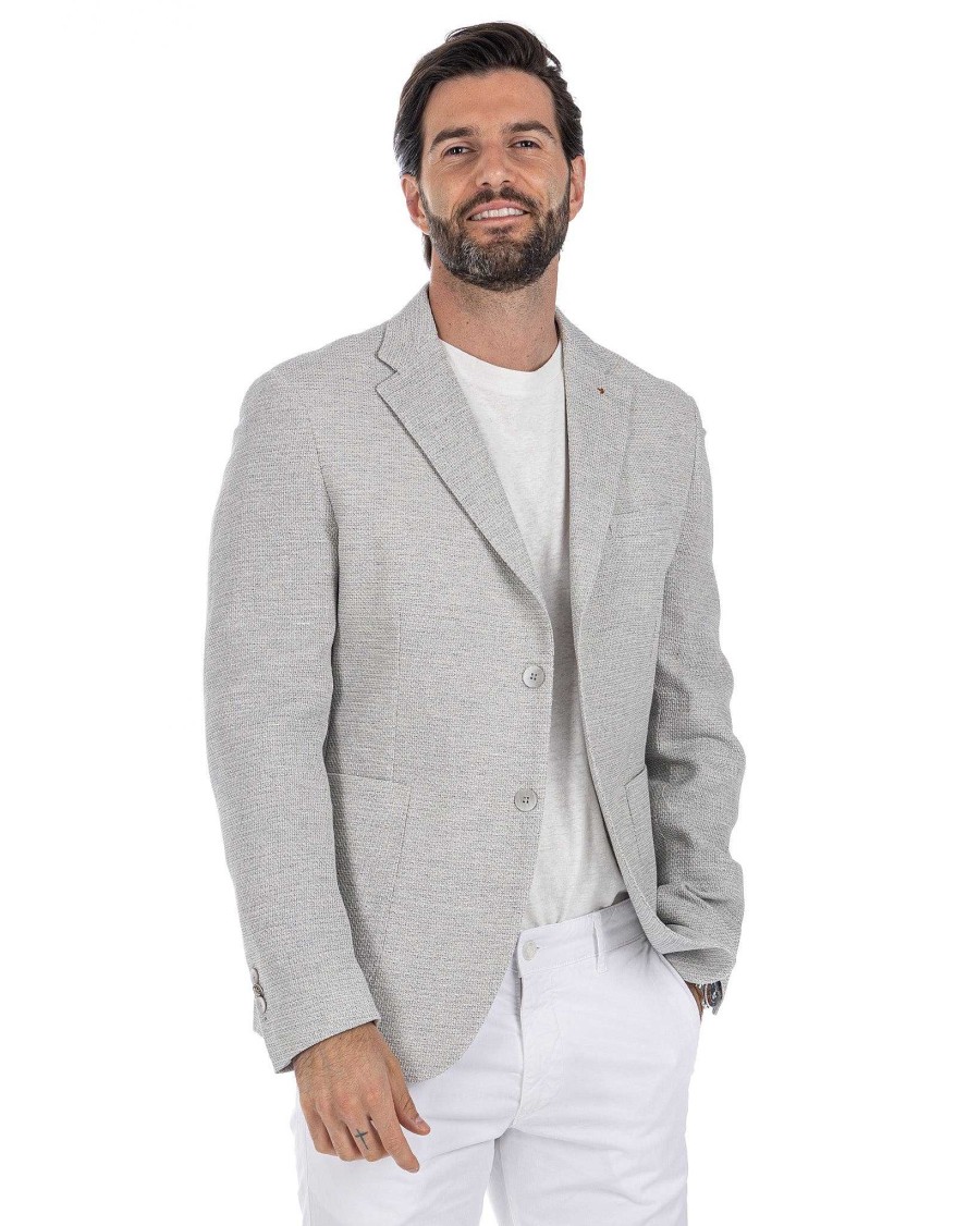 Abbigliamento SAVEONE Blazer E Giacche | Locorotondo - Giacca Monopetto Panna