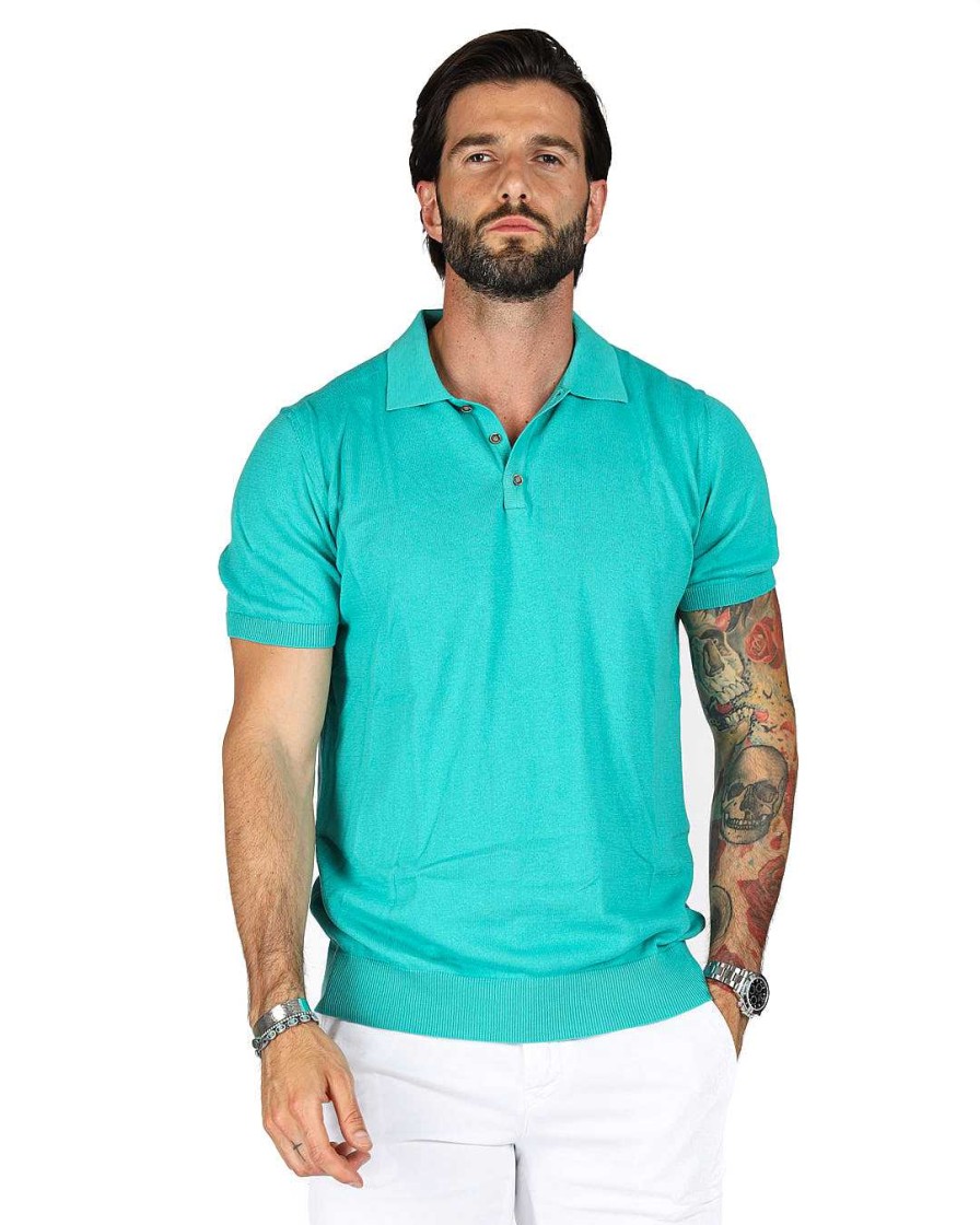 Abbigliamento SAVEONE Polo | Roger - Polo Verde Acqua In Maglia