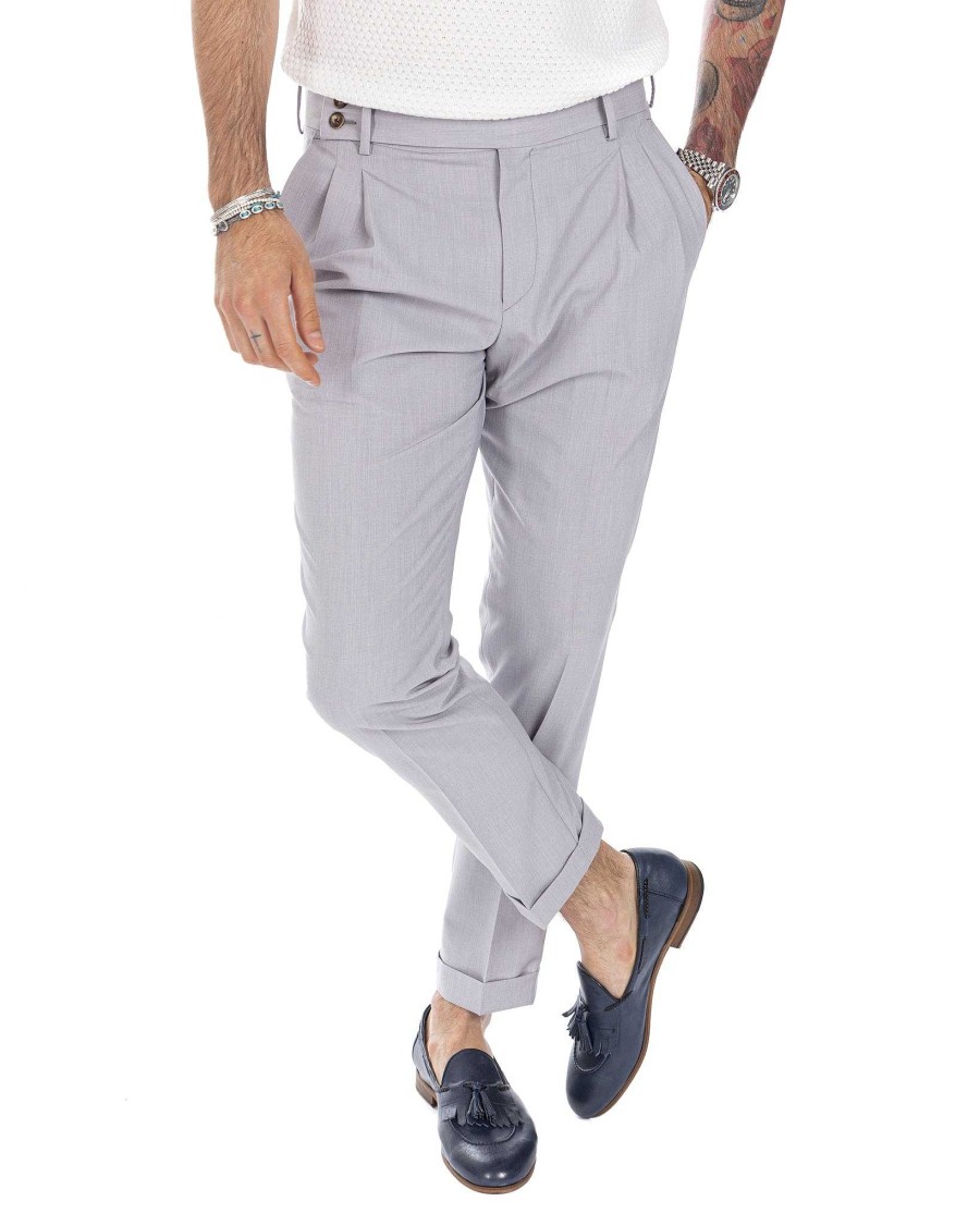 Abbigliamento SAVEONE Pantaloni | Caprera - Pantalone Vita Alta Grigio