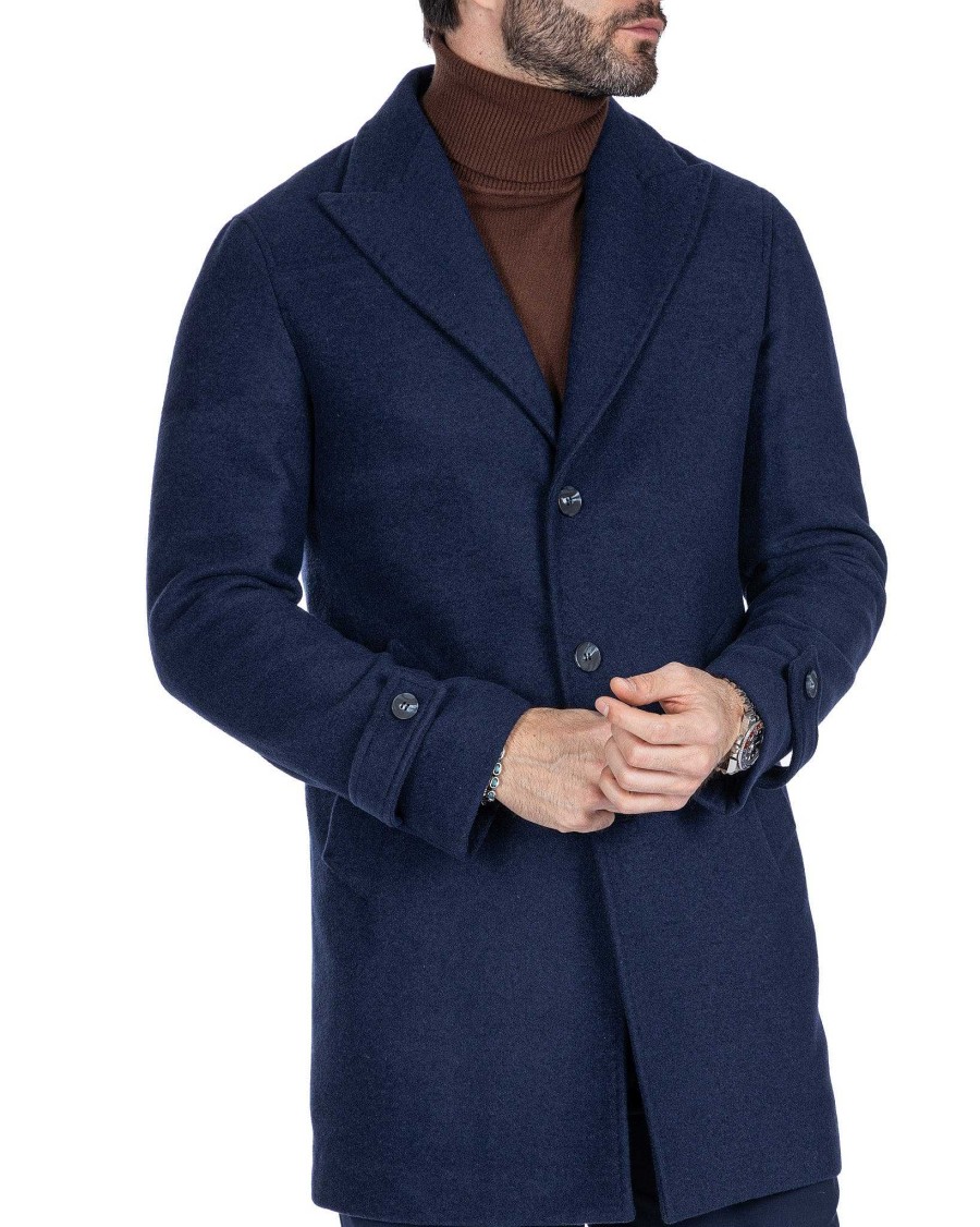 Abbigliamento SAVEONE Cappotti E Giubbotti | Philippe - Cappotto Monopetto Blu