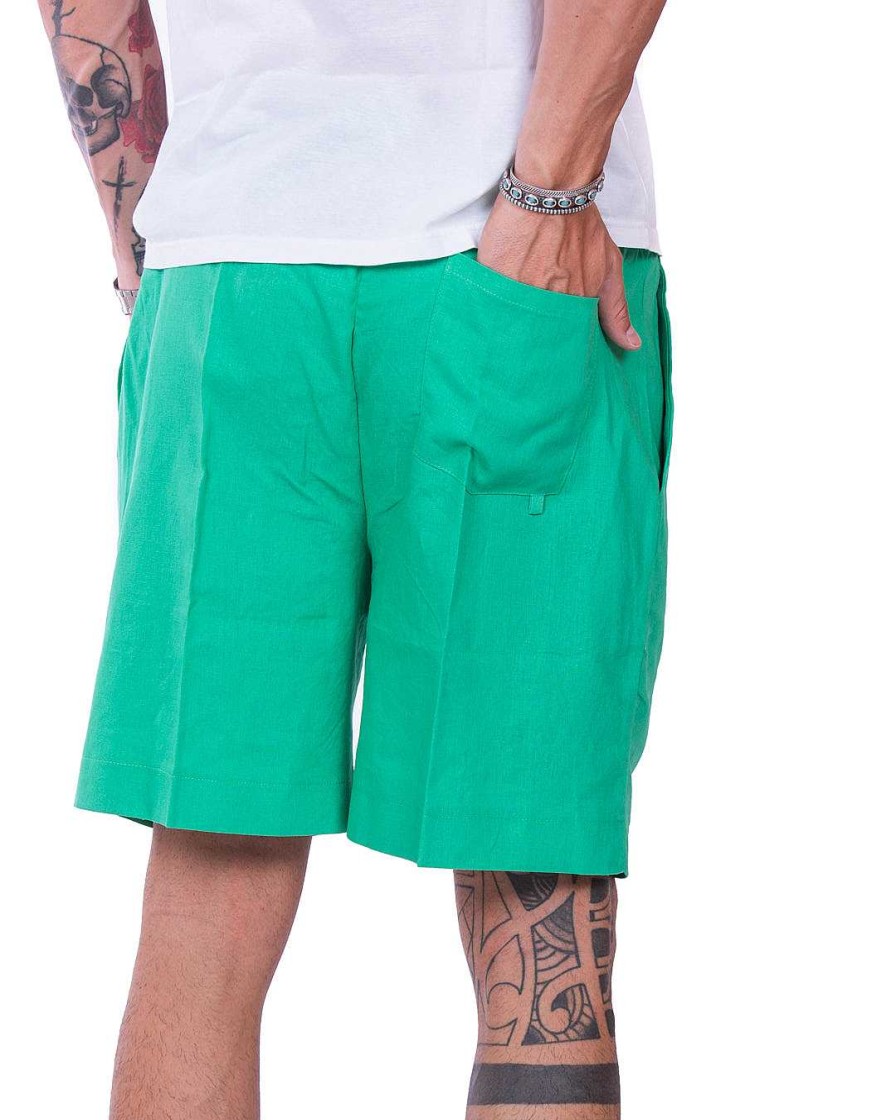 Abbigliamento SAVEONE Bermuda | Larry - Bermuda In Lino Menta