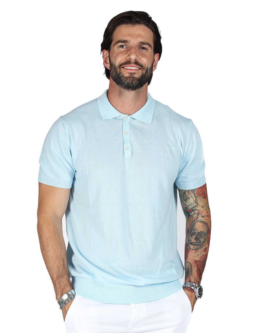 Abbigliamento SAVEONE Polo | Roger - Polo Celeste In Maglia