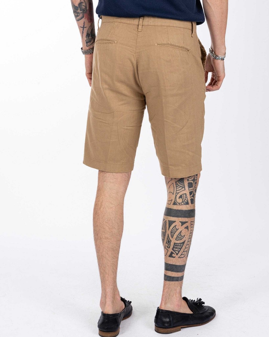 Abbigliamento SAVEONE Bermuda | Mustique - Bermuda Biscotto In Lino Stretch