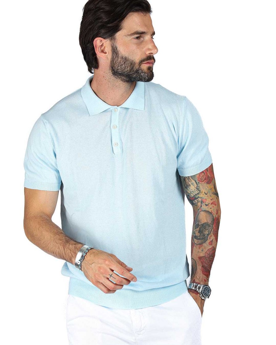 Abbigliamento SAVEONE Polo | Roger - Polo Celeste In Maglia