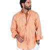 Abbigliamento SAVEONE Camicie | Positano - Camicia Coreana Arancione In Lino