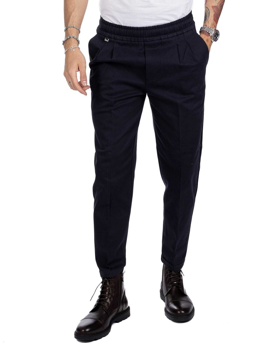 Abbigliamento SAVEONE Pantaloni | Larry - Pantalaccio Blu In Cotone