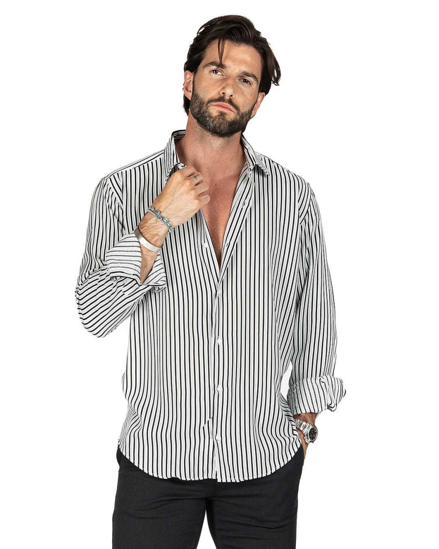 Abbigliamento SAVEONE Camicie | Grenada - Camicia Classica Fantasia A Righe Grigia