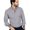 Abbigliamento SAVEONE Camicie | Camicia - Slim Fit Righe Marrone E Blu