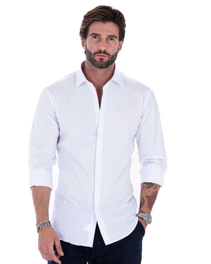 Abbigliamento SAVEONE Camicie | Camicia - Basic Classica Bianca In Cotone