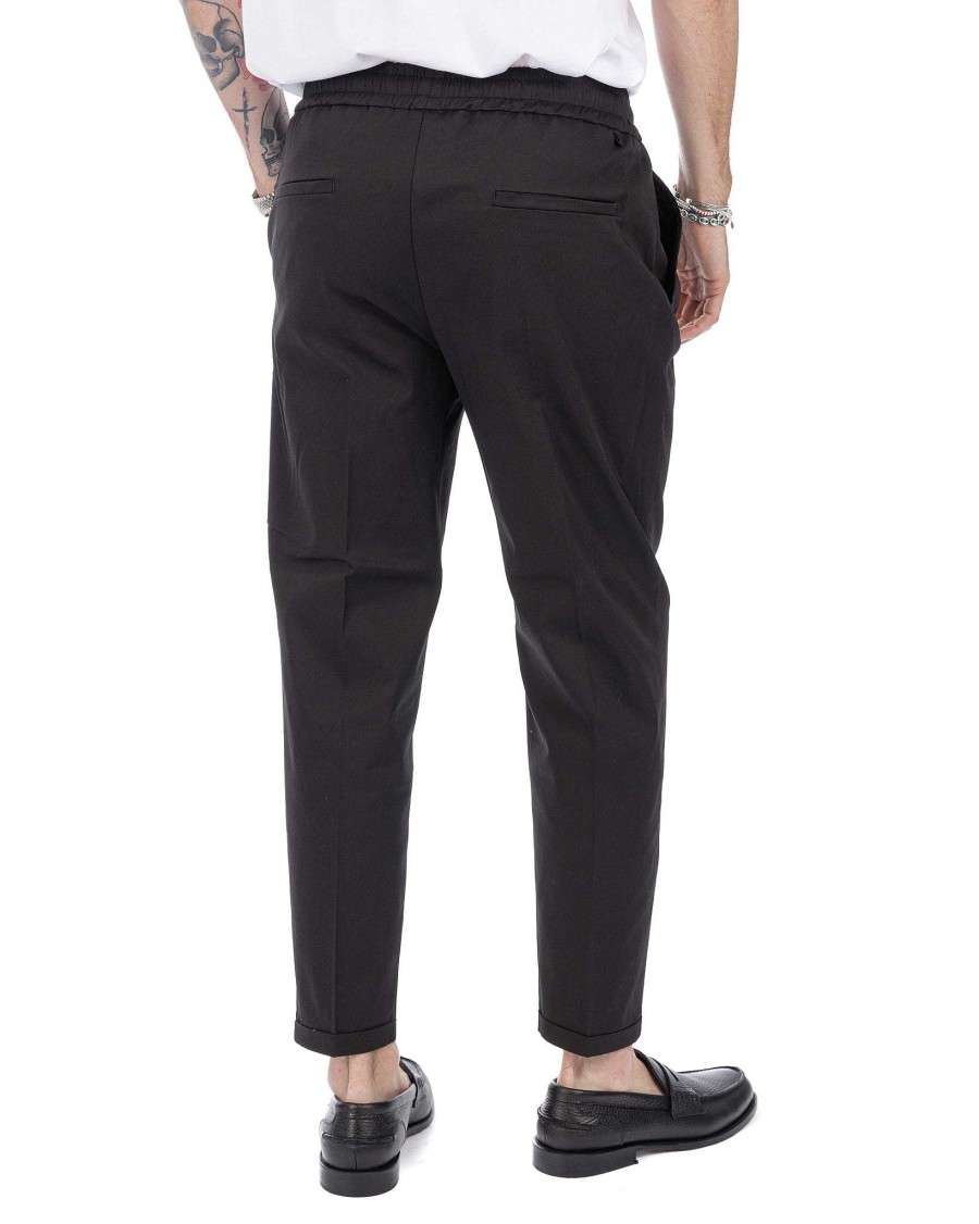 Abbigliamento SAVEONE Pantaloni | Larry - Pantalaccio Nero In Cotone Estivo