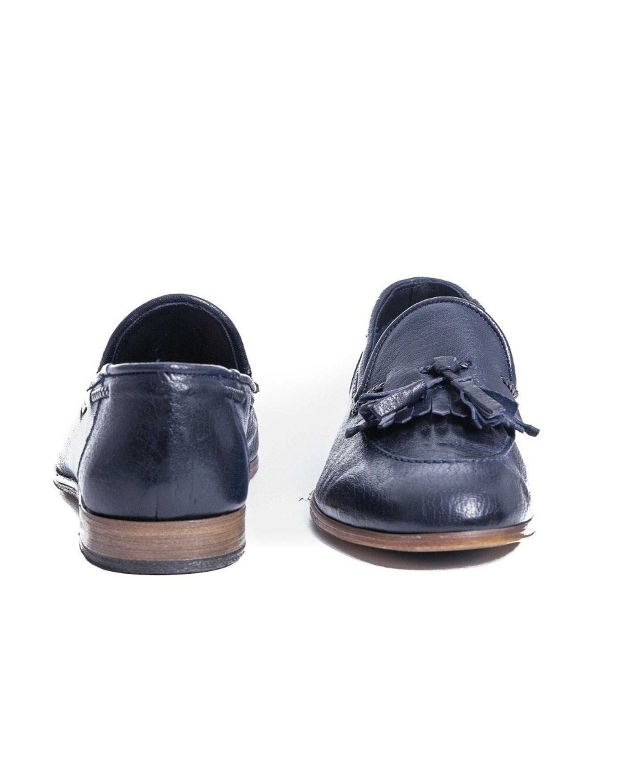 Scarpe SAVEONE | Pablo - Mocassino Blu Con Frangia E Nappina