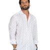 Abbigliamento SAVEONE Camicie | Salina - Camicia Classica Bianca Con Ricami Blu In Lino