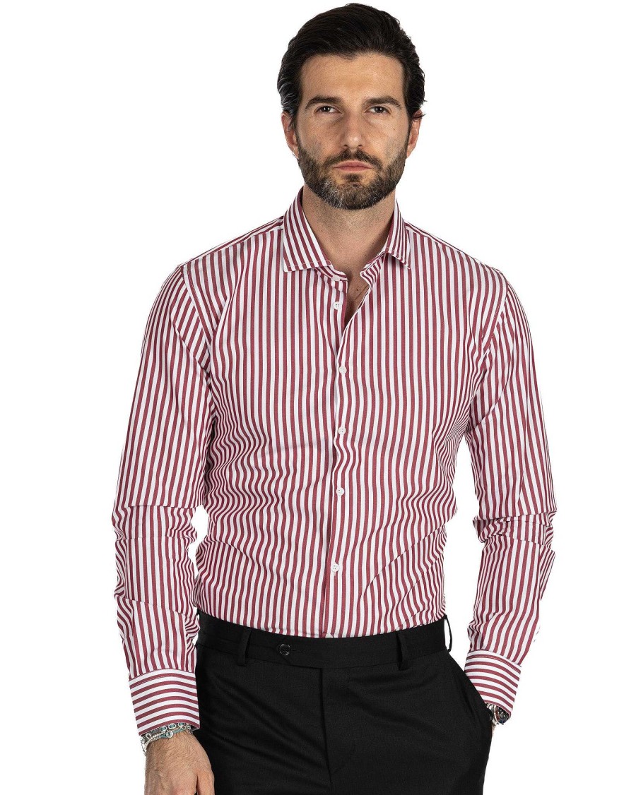 Abbigliamento SAVEONE Camicie | Camicia - Slim Fit Riga Media Bordeaux