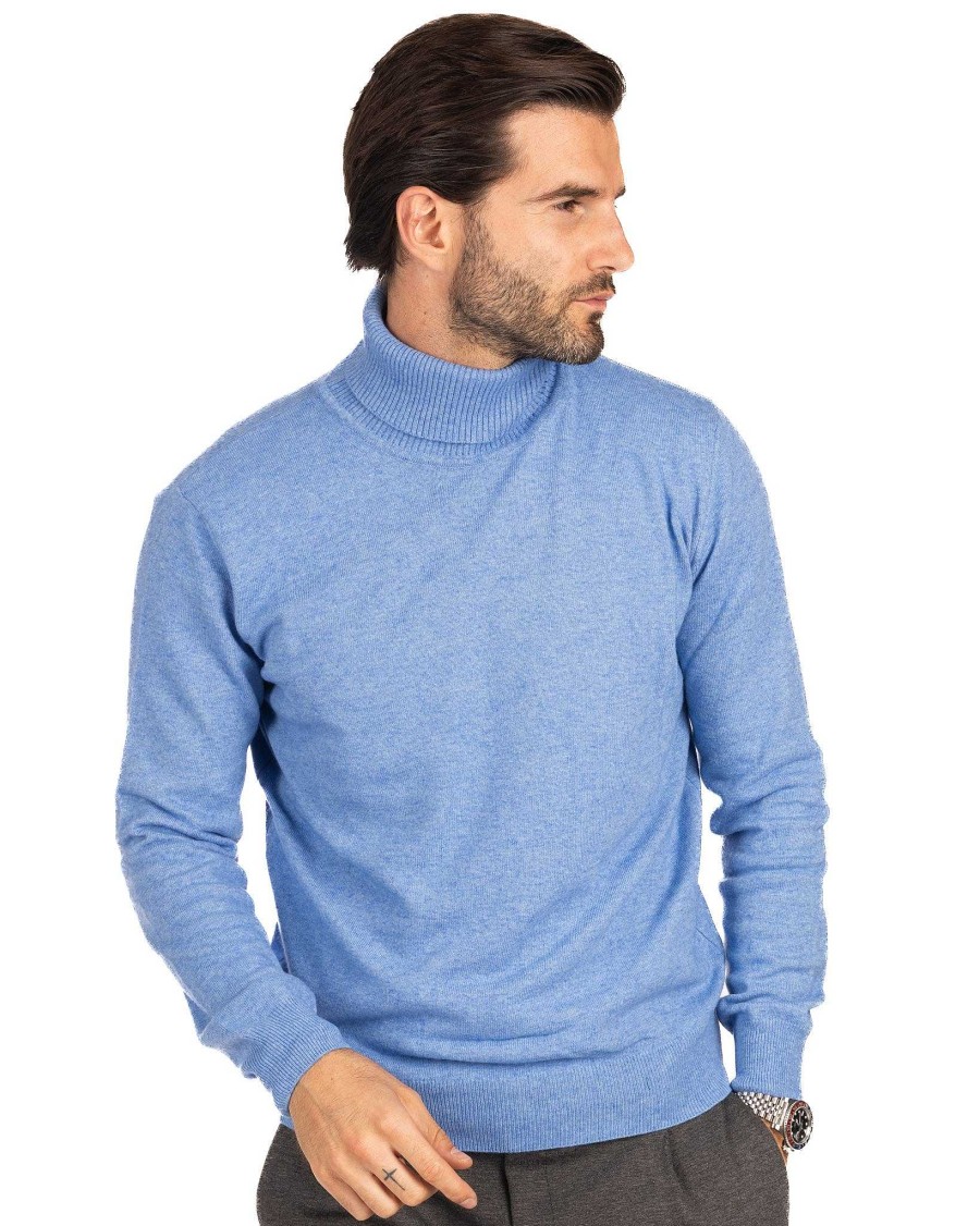 Abbigliamento SAVEONE Maglioni | Lee - Dolcevita In Misto Cachemire Azzurro