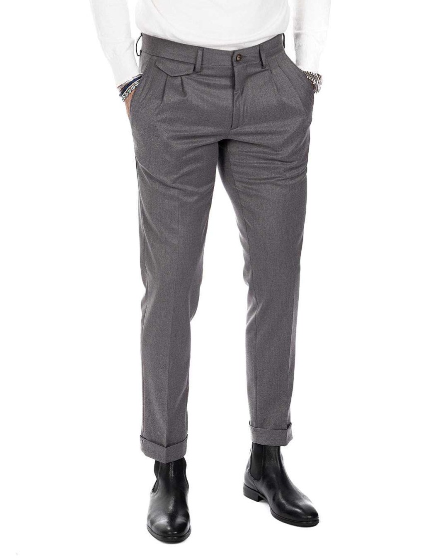 Abbigliamento SAVEONE Pantaloni | Leo - Pantalone Vita Alta Grigio