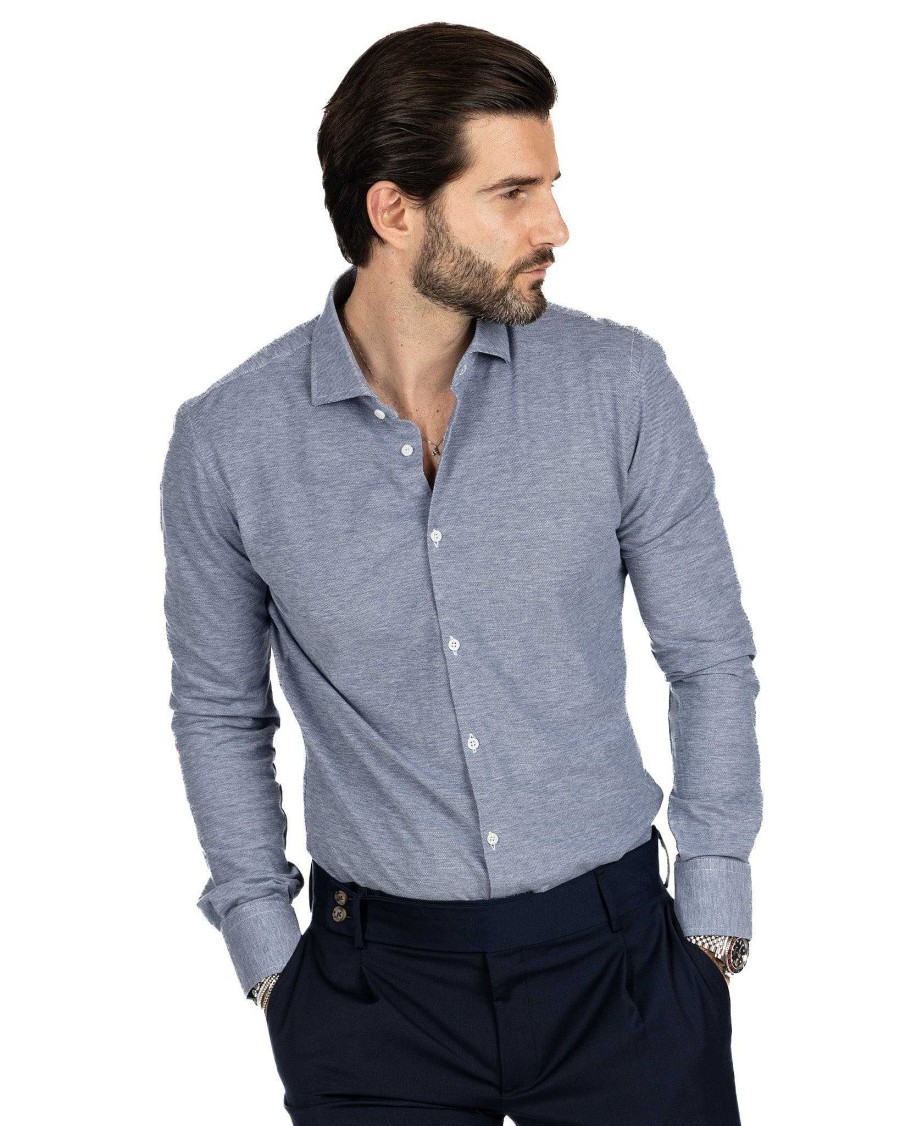 Abbigliamento SAVEONE Camicie | Camicia - Slim Fit Denim In Jersey