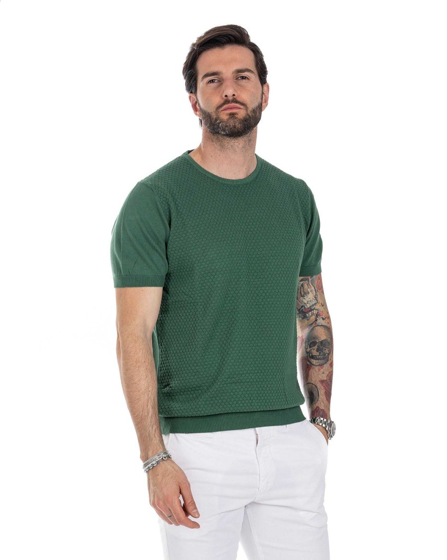 Abbigliamento SAVEONE T-Shirts | Carlos - T-Shirt Tramata In Maglia Bottiglia