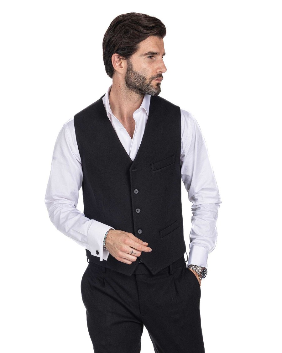 Abbigliamento SAVEONE Gilet | Mustang - Gilet Monopetto In Punto Milano Nero