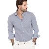 Abbigliamento SAVEONE Camicie | Camicia - Basic Classica Riga Stretta Azzurra In Cotone