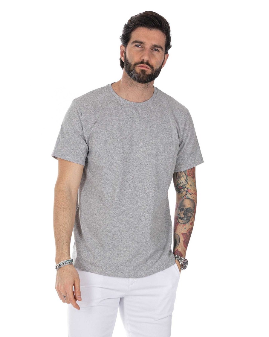 Abbigliamento SAVEONE T-Shirts | Harry - T-Shirt Grigio In Cotone Stretch