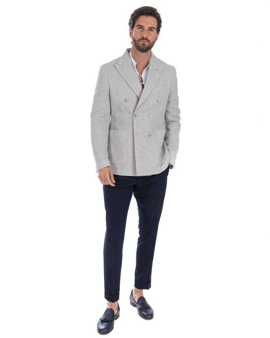 Abbigliamento SAVEONE Blazer E Giacche | Leuca - Giacca Doppiopetto Grigio