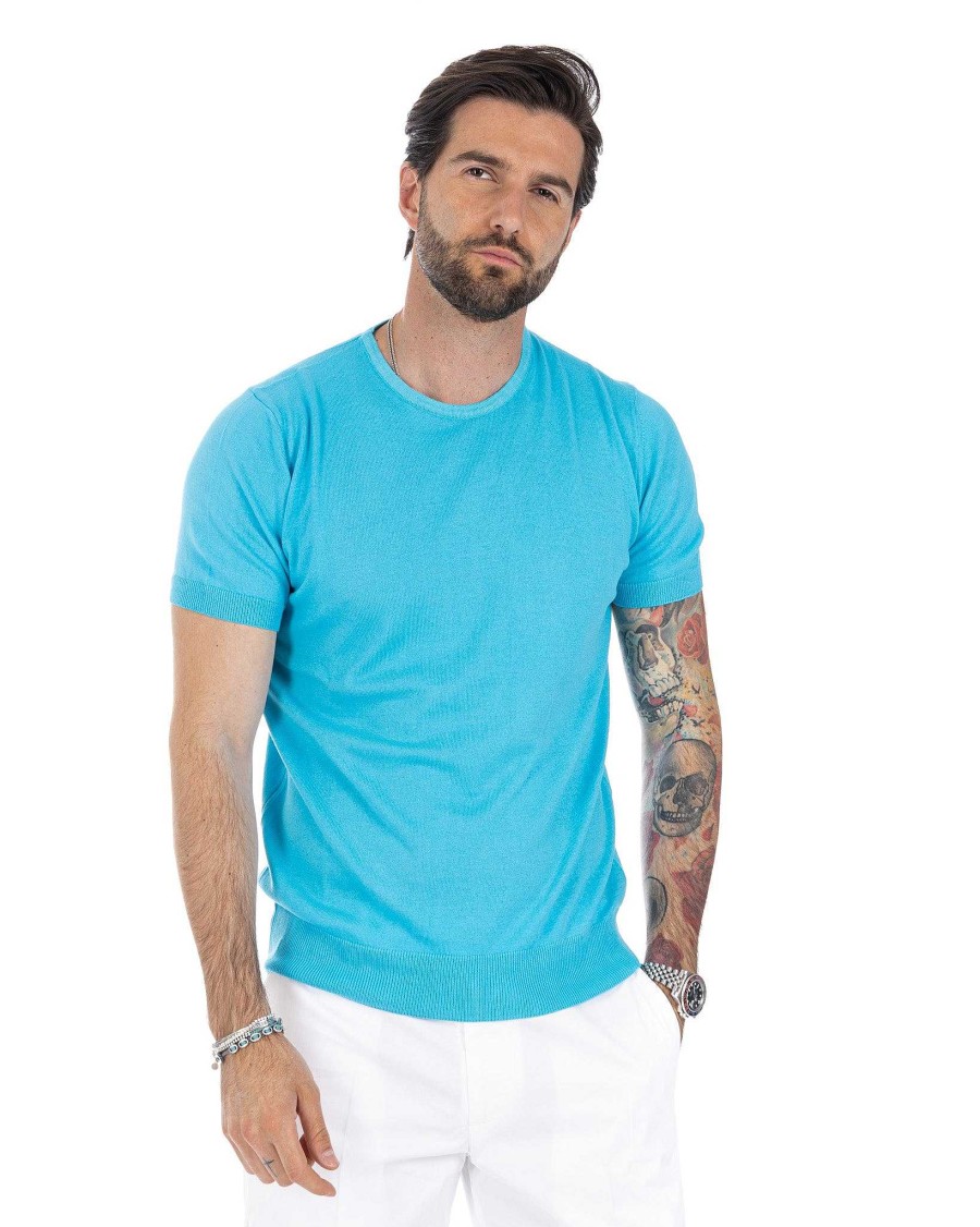 Abbigliamento SAVEONE T-Shirts | Jannik - T-Shirt In Maglia Turchese