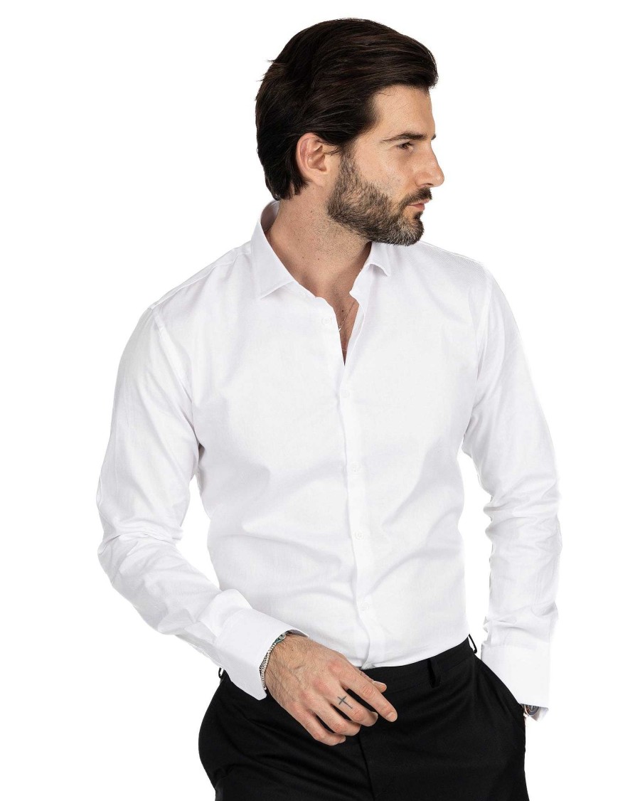 Abbigliamento SAVEONE Camicie | Camicia - Slim Fit Bianca Oxford