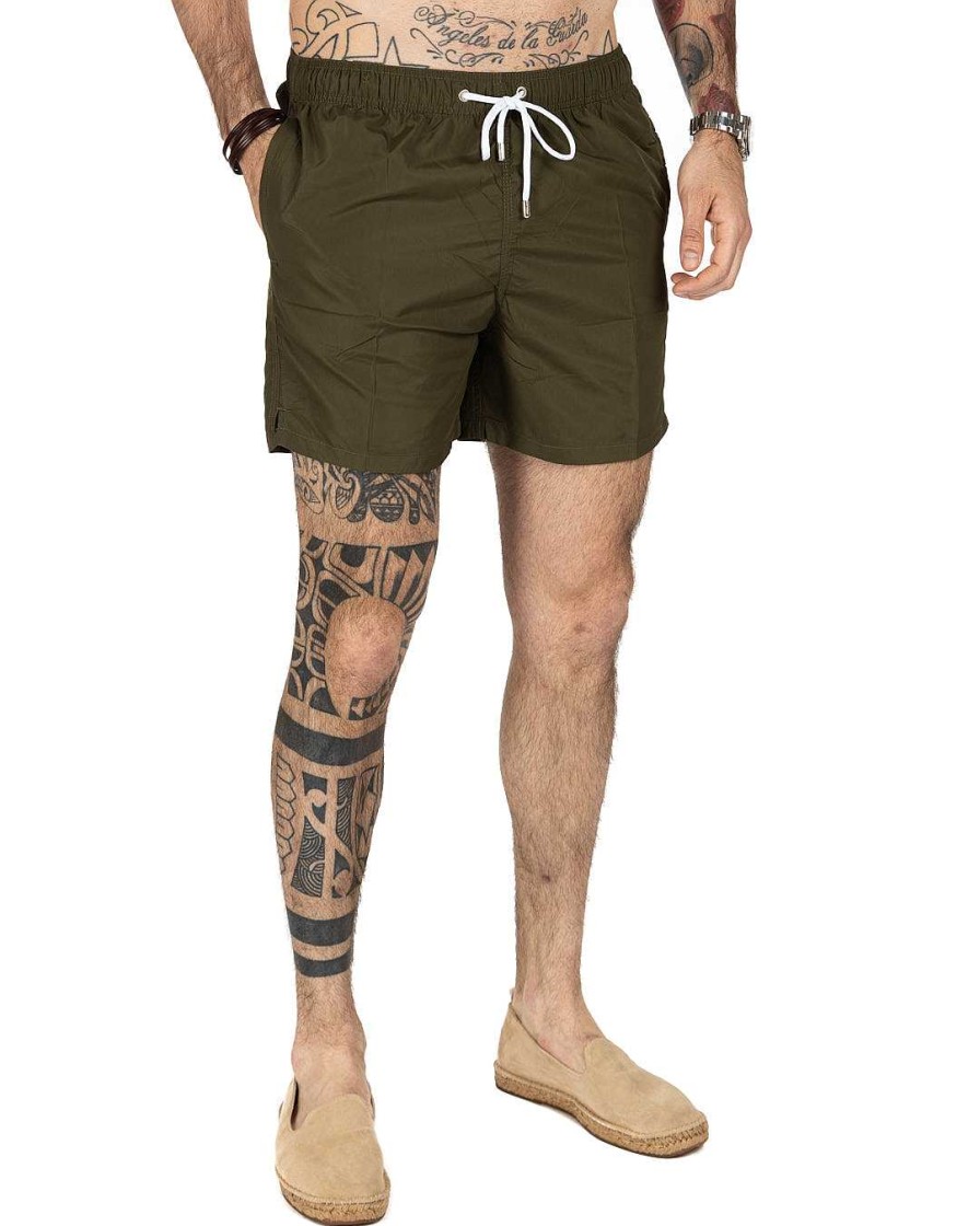 Abbigliamento SAVEONE Costumi | Costume Da Bagno - Tinta Unita Verde Militare