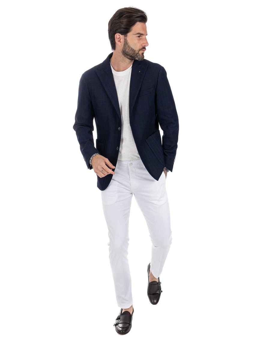 Abbigliamento SAVEONE Blazer E Giacche | Noto - Giacca Monopetto Solaro Blu