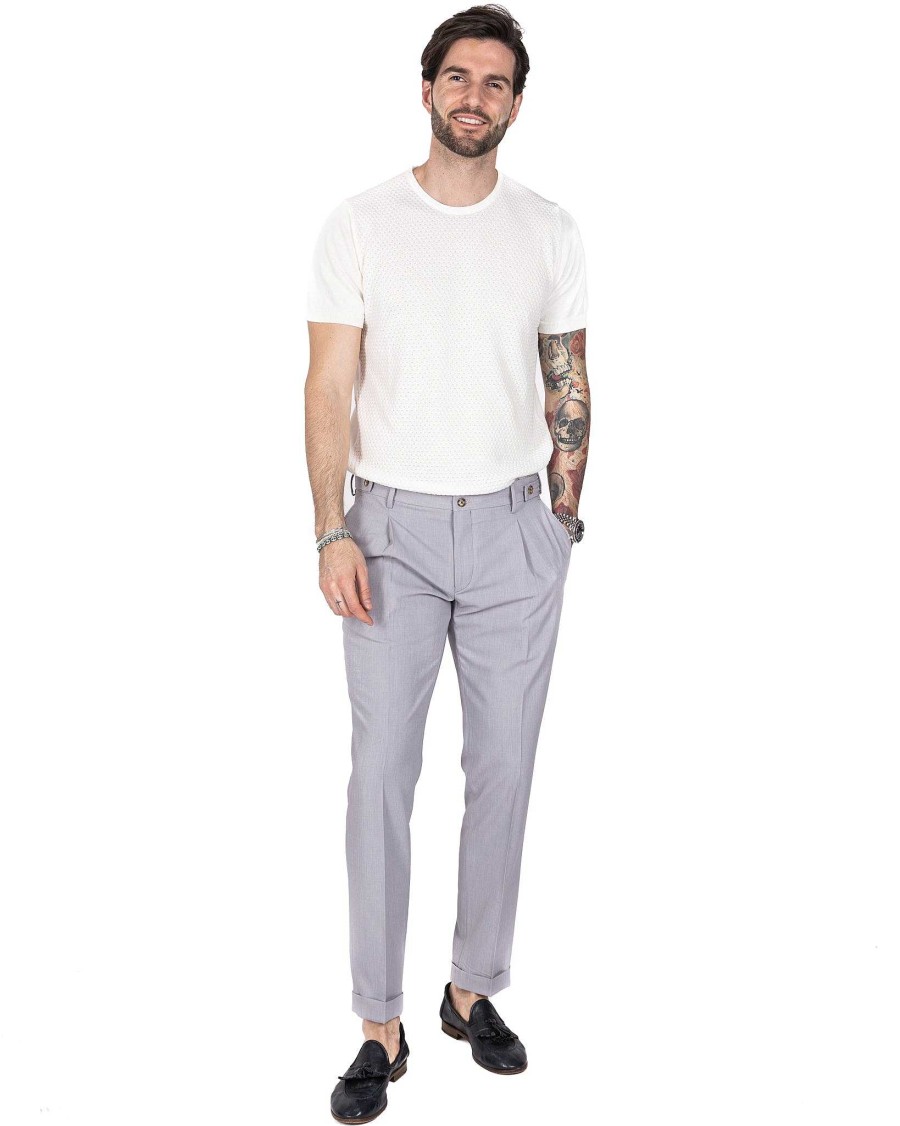 Abbigliamento SAVEONE Pantaloni | Milano - Pantalone Basic Grigio Chiaro