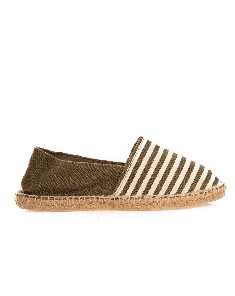 Scarpe SAVEONE | Espadrillas A Righe Verde Militare