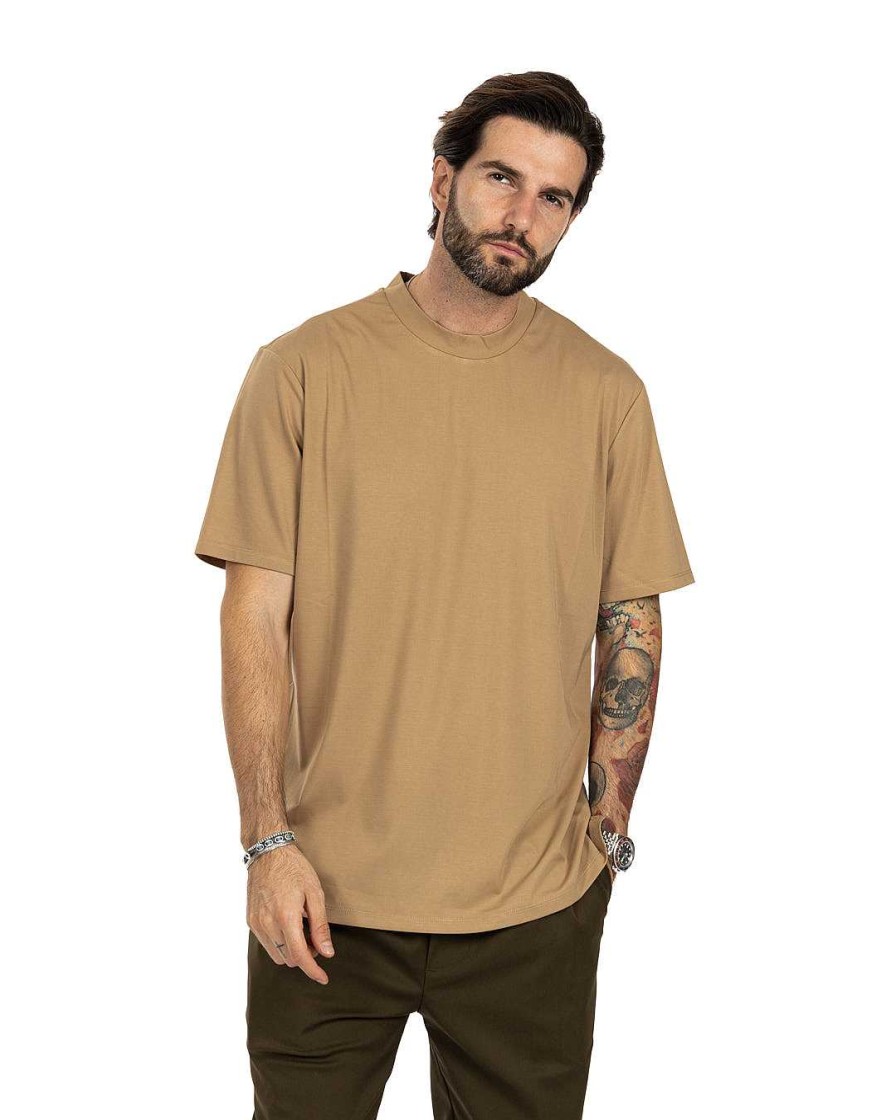 Abbigliamento SAVEONE T-Shirts | Land - T-Shirt Beige Mezzocollo