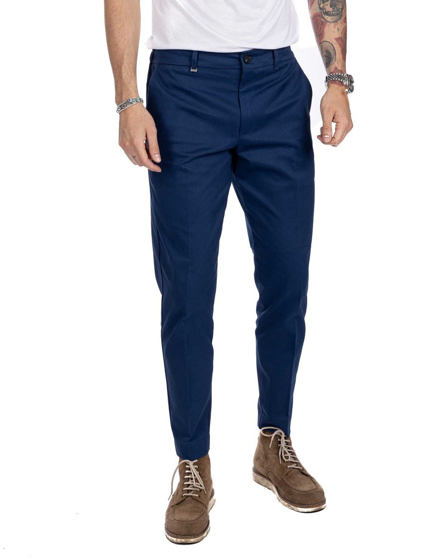 Abbigliamento SAVEONE Pantaloni | Elder - Pantalone Capri Bluette In Cotone