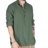 Abbigliamento SAVEONE Camicie | Serafino - Camicia Cinque Bottoni In Lino Verde