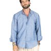 Abbigliamento SAVEONE Camicie | Positano - Camicia Coreana Denim In Lino