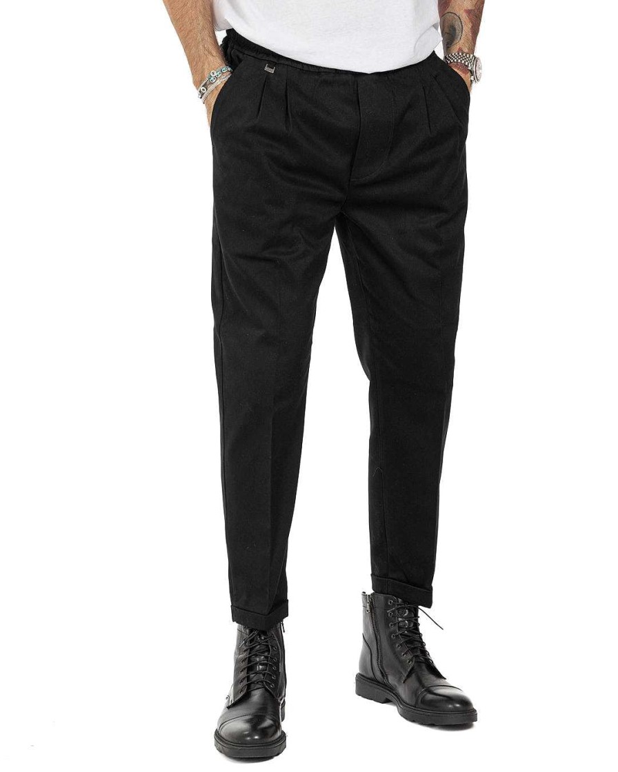 Abbigliamento SAVEONE Pantaloni | Larry - Pantalaccio Nero In Cotone