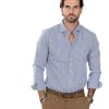 Abbigliamento SAVEONE Camicie | Camicia - Slim Fit Riga Stretta Blu