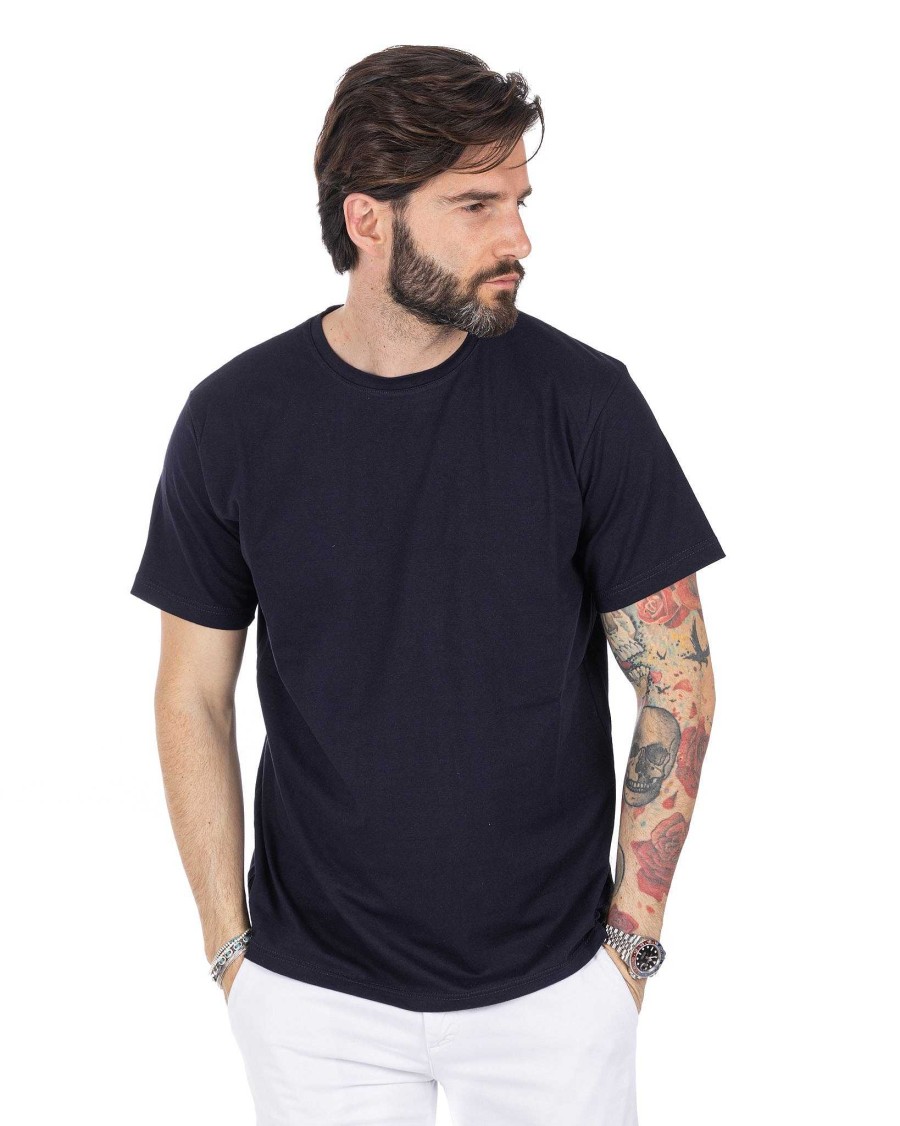 Abbigliamento SAVEONE T-Shirts | Harry - T-Shirt Blu In Cotone Stretch