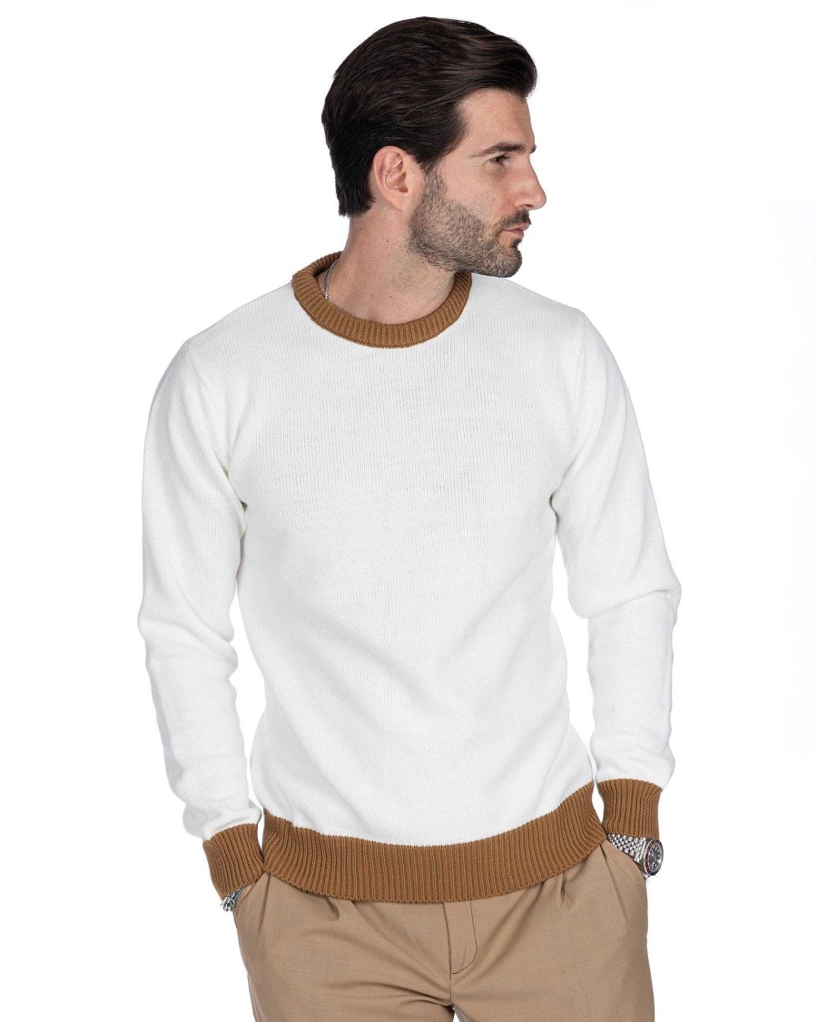 Abbigliamento SAVEONE Maglioni | Sam - Maglione Panna E Cammello